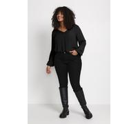 KAFFE CURVE Damen Women's Plus Size Long Sleeves V-Neck Blouse, Black deep, 46