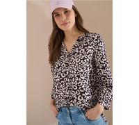 Bluse mit Leo-Muster aus Leinenmix