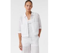 Bluse mit Lochstickerei und aufgesetzten Taschen weiß 40