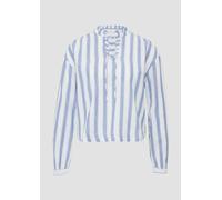 Bluse mit Rüschen und Glitzergarn 34 blau|weiß 2163648.55G1.34