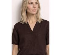 Shirtbluse STREET ONE, Damen, Gr. 36, espresso braun, Web, 60% Leinen, 40% Baumwolle, unifarben, normal normal, Rundhals, Bündchen, Blusen, mit Leinenanteil (23275558-36) espresso braun