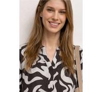 Langarmbluse STREET ONE, Damen, Gr. 44, espresso braun, Web, 60% Leinen, 40% Baumwolle, gemustert, normal normal, Rundhals, Bündchen, Blusen, aus Leinen (55980901-44) espresso braun