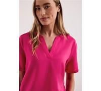 Shirtbluse STREET ONE, Damen, Gr. 38, magenta dream, Web, 60% Leinen, 40% Baumwolle, unifarben, normal normal, Rundhals, Bündchen, Blusen, mit Leinenanteil (31619650-38) magenta dream