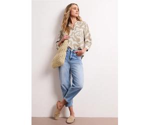 Bluse mit Split Neck aus Leinenmix