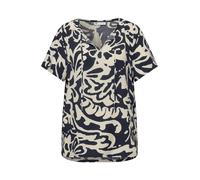 Kurzarmbluse STREET ONE, Damen, Gr. 42, shadowed navy, Web, Obermaterial: 100% Viskose, geblümt, gemustert, lässig geschnitten hüftbedeckend, Rundhals, abgerundeter Saum, Blusen, mit floralem Muster (