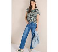 Bluse mit Split Neck und Strukturmix