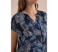 Bluse mit Split Neck und Strukturmix