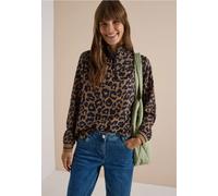 Langarmbluse CECIL, Damen, Gr. XXL (46), braun (creamy mocha), Stoff, 100% Viskose, klassisch normal, ohne Ausschnitt, Bündchen, Blusen, im angesagten Leo-Look (79274740-XXL) creamy mocha