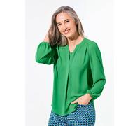Tunika GOLDNER "Kurzgröße Bluse mit Tunika Ausschnitt", Damen, Gr. 24, grün, Obermaterial: 100% Polyester PES., figurumspielend, Gummibündchen, Tuniken, Falten (59313558-24) grün