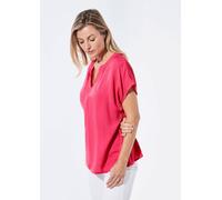 Bluse mit Tunika Ausschnitt pink 21