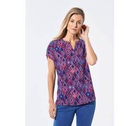 Schlupfbluse GOLDNER "Kurzgröße Bluse mit Tunika Ausschnitt", Damen, Gr. 20, blau (sangria, blau, gemustert), Obermaterial: 100% Viskose CV., Sonstiges, Blusen Schlupfbluse, Tunika-Ausschnitt (5373043