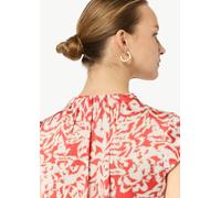 Gemusterte, hochgeschlossene Bluse aus Satin pink 34