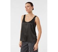 Satintop mit tiefem Ausschnitt schwarz 42