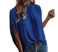 Bluse Schwarz Damen Casual Lose Tunika Shirt Hinten Schnüren Verspotten Nacken Ärmel der Fledermaus Oberteil T Shirt Sommer Einfarbig Top Modern Schlitz Damen Blusen Print Longbluse