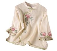 Bluse weiß Damen Kurzarm Leinenhemd Kurze Kuschelig Blusen Leine Leicht Blusenshirt Locker Blusentop Große Größen Shirt Gym Shirt Oversize Damen