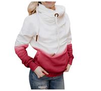 Blusen für Frauen, Frauen Herbst Winter Casual Gradient Farbe Hoodie Sweatshirt Tasche Pullover Tops, Blusen und Tops (rot 3XL)