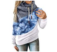 Blusen für Frauen, Frauen Herbst Winter Casual Tie-Dye Kontrast Langarm Hoodie Sweatshirt Tops, Blusen und Tops (Blau 3XL)