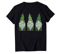 Blusen für Frauen, Frauen St. Patrick's Day O-Neck Print Kurzarm Lose T-Shirt Tops Blusen und Tops (Schwarz M)