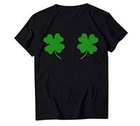 Blusen für Frauen, Frauen St. Patrick's Day O-Neck Print Kurzarm Lose T-Shirt Tops Blusen und Tops (Schwarz XXL)