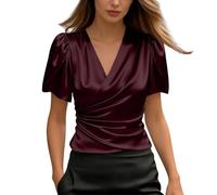 Blusen Top Bluse Dirndlbluse Long Lederbluse Blusenshirts Schulterfrei Frottee Orange Garten Shirtbluse Wasserfall Bademode Dunkelrot Abendblusen Luxus Lilanes Frühjahr Silbernes S