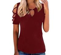 blusen Tunika Damen T-Shirt Kurzarm Brief Drucken Shirt Tops Sommer Rundhals Bluse Tunika Oberteile,2022 Mode Tshirt Interessant Hemd Blusenshirt Brief Drucken Oberteil Grafikdruck Tee Rot
