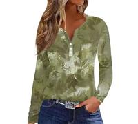 Blusen & Tuniken Für Damen Langarm Blumen Bedruckt Blusenshirt V-Ausschnitt Henley Shirt Leichte Langarmshirt Knopf Regular Fit Poloshirt Herbst Oberteile Ausgefallene Frauen Longshirt