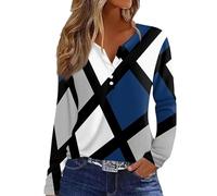Blusen & Tuniken Für Damen Langarm V-Ausschnitt Blusenshirt Blumen Bedruckt Henley Shirt Regular Fit Hemdbluse Leichte Frauen Freizeitshirt Herbst Oberteile Ausgefallene Knopf Langarmshirts