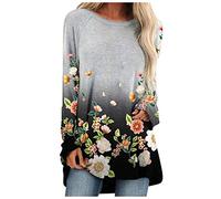 Blusen & Tuniken für Damen - Oberteile Damen Neues T Shirt der Frauen Schmetterlings Blumen Hemd gedrucktes Knopf Langarm loses Oberteil Kleidung Frauen Sommer Shirt Frau Teenager Mädchen T-Shirt