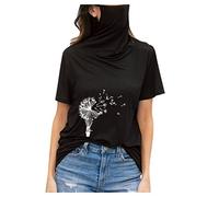 Blusen & Tuniken für Damen - Oberteile Damen Women's Casual Loose Round Neck Short Sleeve Face mask Top Blouse T shirt Tops für Damen Kleidung Frauen Sommer Shirt Frau Teenager Mädchen T-Shirt