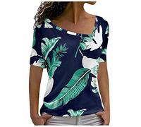 Blusen & Tuniken für Damen - Top Damen Lockeres Bundhemd Kurzarm Top lässige Passform bedrucktes Frauen T Shirt Damenbluse T Shirt Damen Kleidung Frauen Sommer Shirt Frau Teenager Mädchen T-Shirt