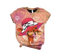 Blusen & Tuniken für Damen - Tops Damen Plus Size Damen O Neck Kurzarm 3D Giraffe Print Casual Top T Shirt Bluse Bluse Damen Kleidung Frauen Sommer Shirt Frau Teenager Mädchen T-Shirt Damen Tshirt