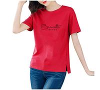 Blusen & Tuniken für Damen - Tops Damen Töpfe Kurzarm Frauen Brief Mode T Shirt Druck Frauen O Ausschnitt Bluse Damenbluse Bluse Damen Kleidung Frauen Sommer Shirt Frau Teenager Mädchen T-Shirt