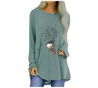 Blusen und Tops, Damen Casual Rundhals Lovely Girl Langarm Druck T-Shirt Top Blusen für Frauen Elegant (Grau XL)