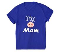 Blusen und Tops, Damen Kurzarm Schweinenmom Gedruckt Lose T-Shirt Bluse Top, Blusen für Frauen Elegant (Blau XL)