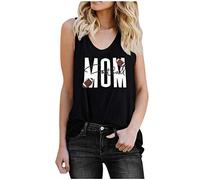 Blusen und Tops Damen Muttertag Casual Brief Drucken Kurzarm O-Ausschnitt T-Shirt Bluse Blusen für Frauen Elegant (Schwarz XL)