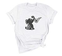 Blusen und Tops, Elefant Gedruckt Frauen Neue Sommer T-Shirt Casual Kurzarm O-Neck Top Blusen für Frauen Elegant (Weiß M)
