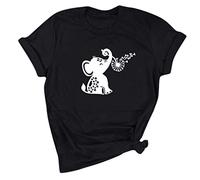 Blusen und Tops, Elefant Gedruckt Frauen Neue Sommer T-Shirt Casual Kurzarm O-Neck Top Blusen für Frauen Elegant (Schwarz XXL)