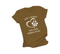 Blusen und Tops, Frauen Casual Druck Kurzarm O-Ausschnitt Lose T-Shirt Bluse Tops, Blusen für Frauen Elegant (Braun L)