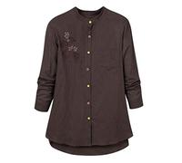 Blusen und Tops, Frauen Casual Plus Size Druck Lose Leinen Knopf Tunika Hemd Bluse Tops, Blusen für Frauen Elegant (Braun XL)