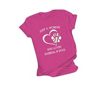 Blusen und Tops, Frauen Casual Printing Short Sleeves O-Neck Loose T-Shirt Bluse Tops, Blusen für Frauen Elegant (Pink XL)