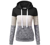 Blusen und Tops, Mode Damen Casual Hoodies Sweatshirt Patchwork Damen Kapuzenbluse Pullove, Blusen für Frauen Elegant (Schwarz L)