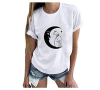 Blusen und Tops, Mode Frauen Casual Kurzarm Druck O-Neck Tops Tee T-Shirt Blusen für Frauen Elegant (Weiß XL)