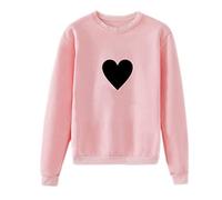 Blusen und Tops, Unisex Herren Damen Casual Langarm O-Ausschnitt Herz Gedruckt Sweatshirt Pullover Blusen für Frauen Elegant (Rosa XXL)