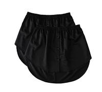Blusen Verlängerung Damen- Große Größen 5XL Verlängerung Shirt Extension Blusenverlängerung Baumwolle Schwarz Weiß Hemdverlängerung Blusenrock Shirtverlängerung Knöpfen Elegante Minirock Hemdrock