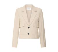 Blusenblazer B.YOUNG "Blazer BYDANTA", Damen, Gr. 38, beige (humus melange), Obermaterial: 88% Polyester PES. 8% Viskose CV. 4% Elasthan EL., Blazer Blusenblazer (64040711-38) humus melange