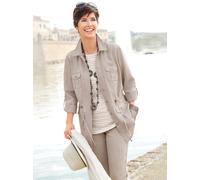 Blusenblazer "Blusenjacke", Damen, Gr. 19, grau (stein), 100% Polyester, Blazer Blusenblazer (570206-19) stein