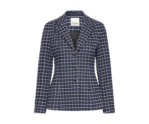 Blusenblazer ICHI "Blazer IHKATE", Damen, Gr. L, blau (patriot blau check), Obermaterial: 91% Polyester PES. 8% Baumwolle CO. 1% Elasthan EL., Blazer Blusenblazer (98101456-L) patriot blau check