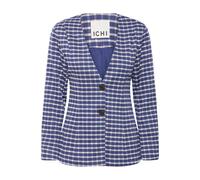 Blusenblazer ICHI "Blazer IHKATE", Damen, Gr. M, blau (medieval blau check), Obermaterial: 84% Polyester PES. 16% Baumwolle CO., Blazer Blusenblazer (35697508-M) medieval blau check