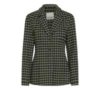 Blusenblazer ICHI "Blazer IHKATE", Damen, Gr. XL, grün (rifle grün check), Obermaterial: 91% Polyester PES. 8% Baumwolle CO. 1% Elasthan EL., Blazer Blusenblazer (11110516-XL) rifle grün check