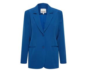 Blusenblazer ICHI "Blazer IHLEXI", Damen, Gr. 36, blau (true blau), Obermaterial: 90% Polyester PES. 10% Elasthan EL., Blazer Blusenblazer (85709504-36) true blau